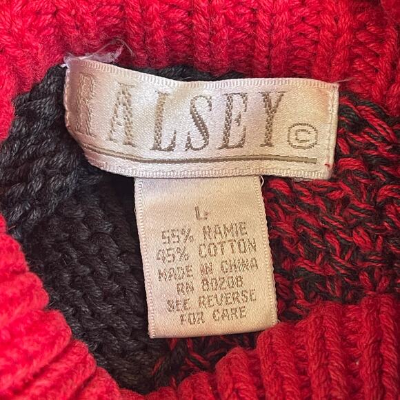 VINTAGE 90s Buffalo Plaid Oversized Turtleneck Tunic Sweater Size Large - Picture 4 of 5